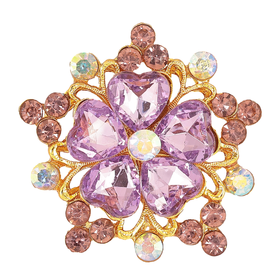 Брошка "Квітка з бузковими стразами" фото №1