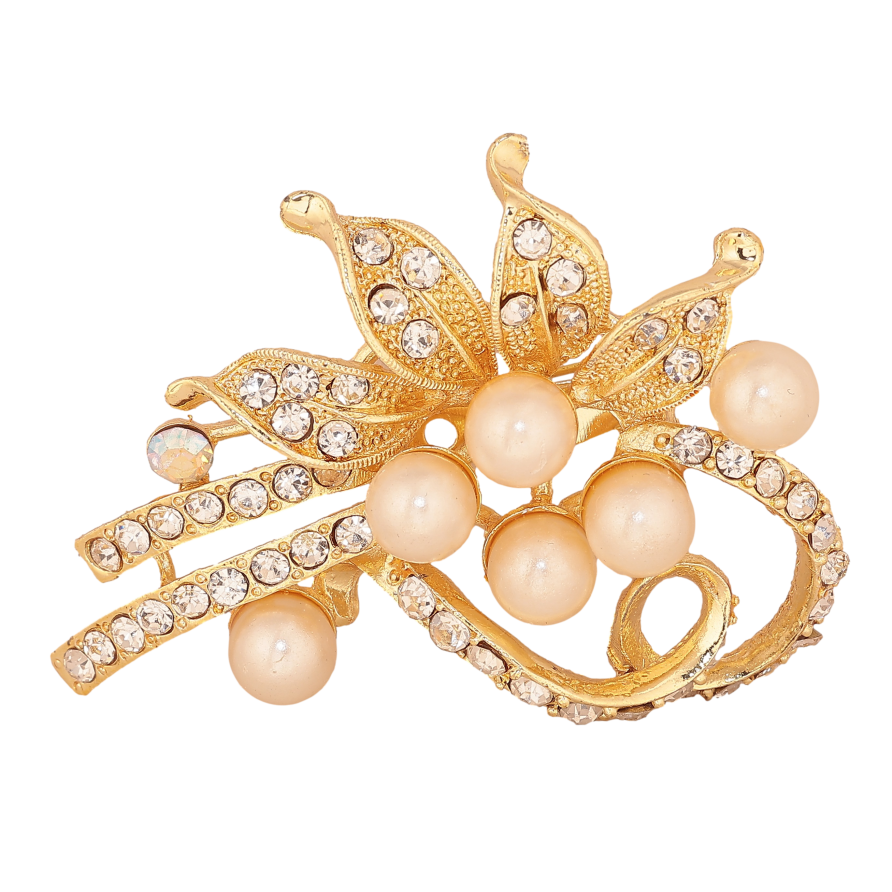 Брошка "Квіткова композиція із стразами та перлинами" фото №1 Брошка "Квіткова композиція із стразами та перлинами" фото №1