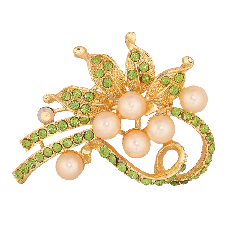 Брошка "Квіткова композиція із зеленими стразами та перлинами" фото №24 Брошка "Квіткова композиція із зеленими стразами та перлинами" фото №24