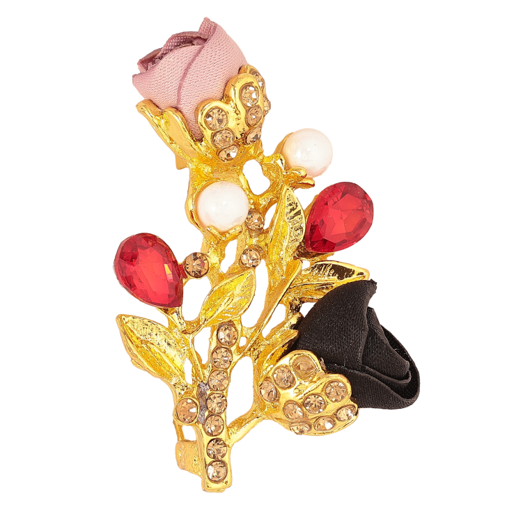 Брошка "Гілочка з рожево-чорними квіточками, стразами та перлинами" фото №13 Брошка "Гілочка з рожево-чорними квіточками, стразами та перлинами" фото №13