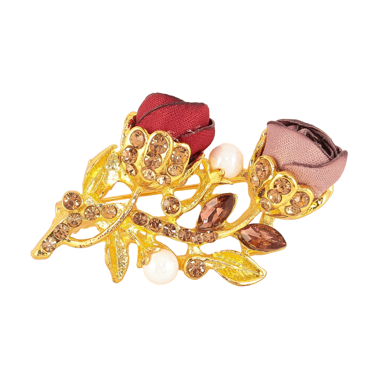 Брошь "Бежевый и красный цветочек" фото №1 Брошь "Бежевый и красный цветочек" фото №1
