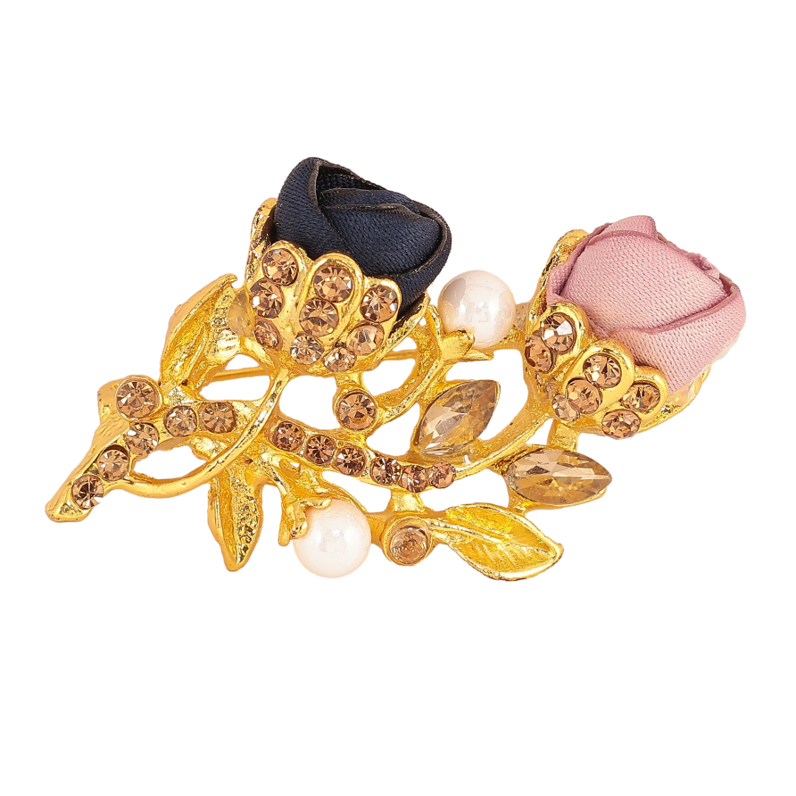 Брошка "Рожева та синя квіточки" фото №1