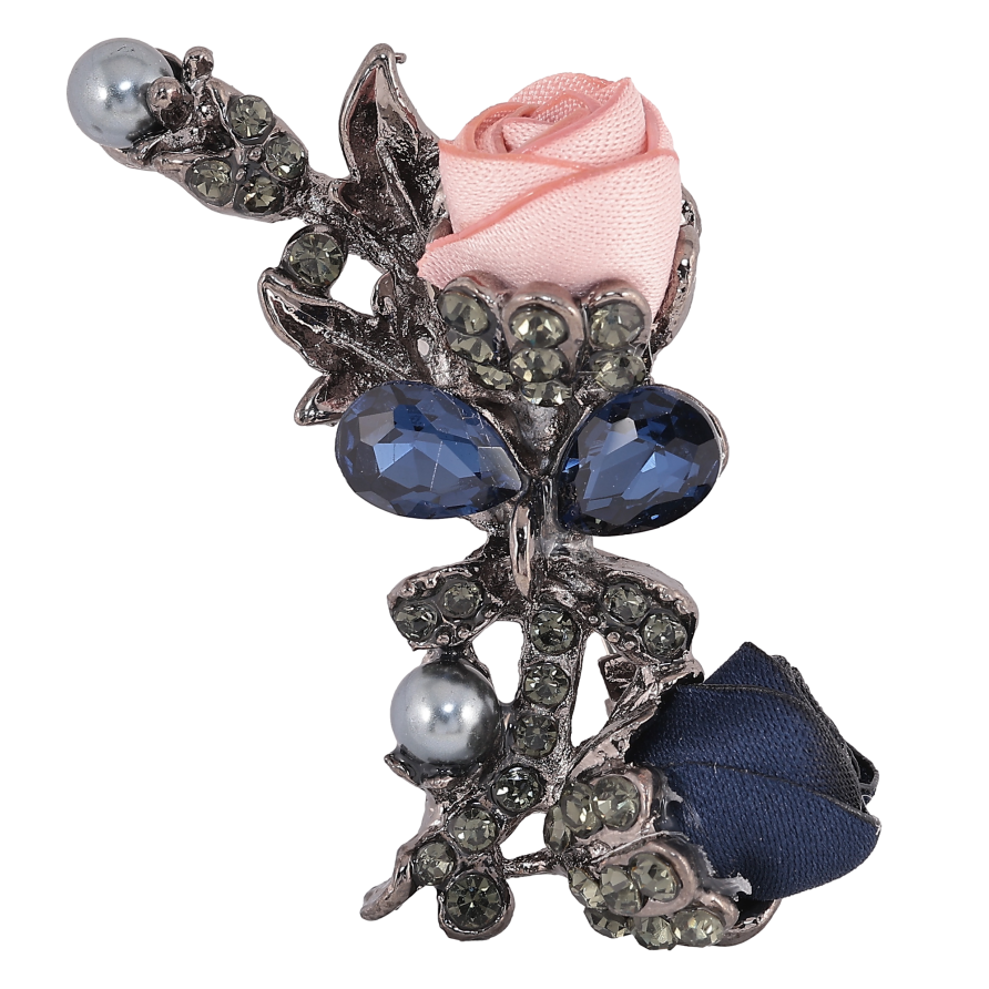 Брошка "Рожева та синя квіточки" фото №1
