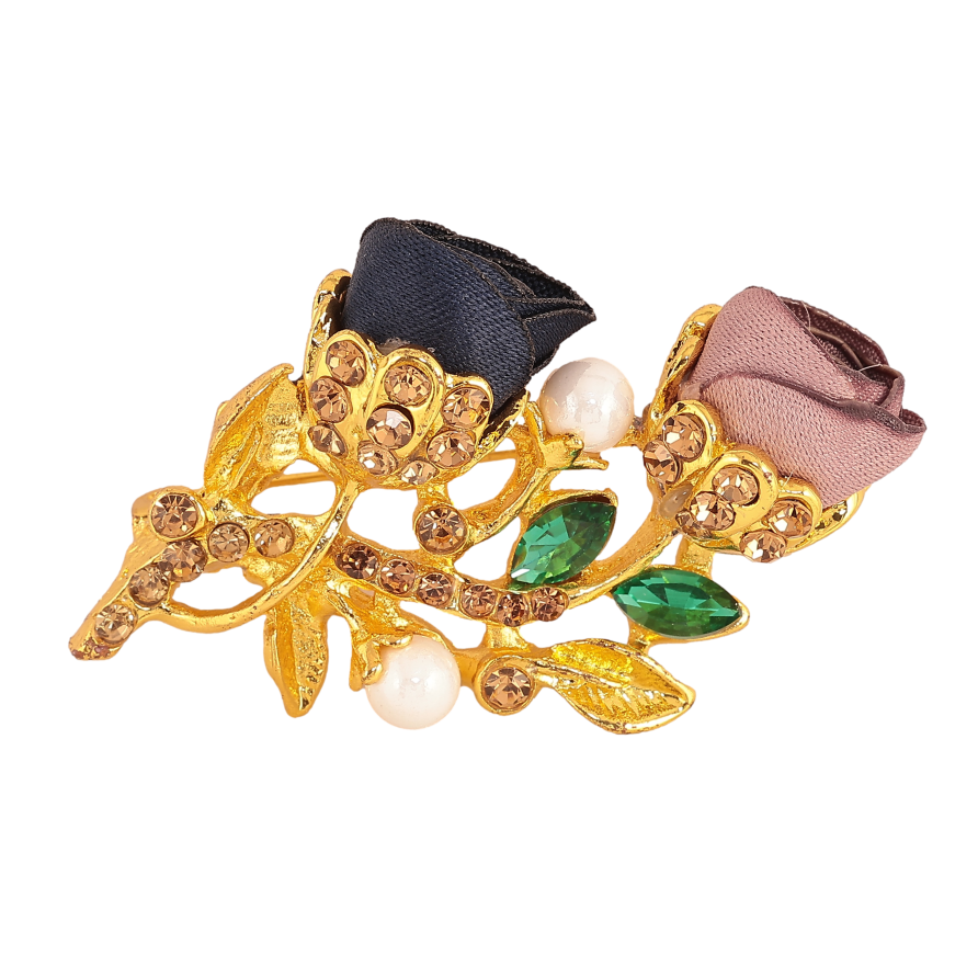 Брошка "Синя та бежева квіточки" фото №1 Брошка "Синя та бежева квіточки" фото №1