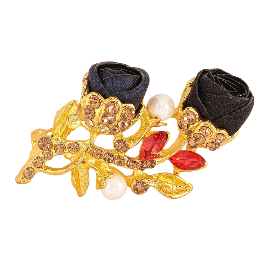 Брошка "Чорна та синя квіточки" фото №1 Брошка "Чорна та синя квіточки" фото №1