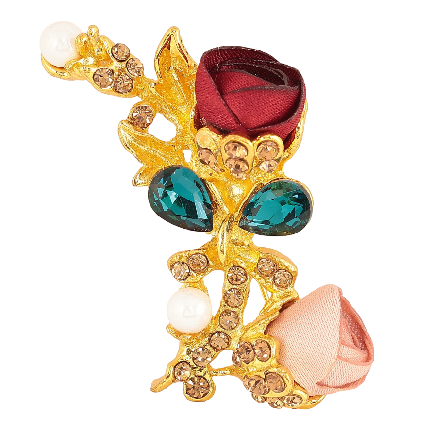Брошь "Розовый и красный цветочки" фото №1