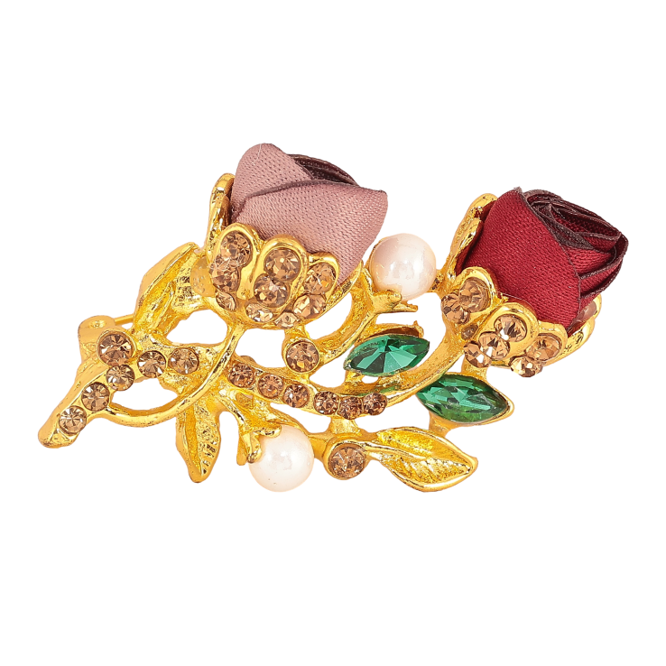 Брошка "Бежева та червона квіточки" фото №4 Брошка "Бежева та червона квіточки" фото №4