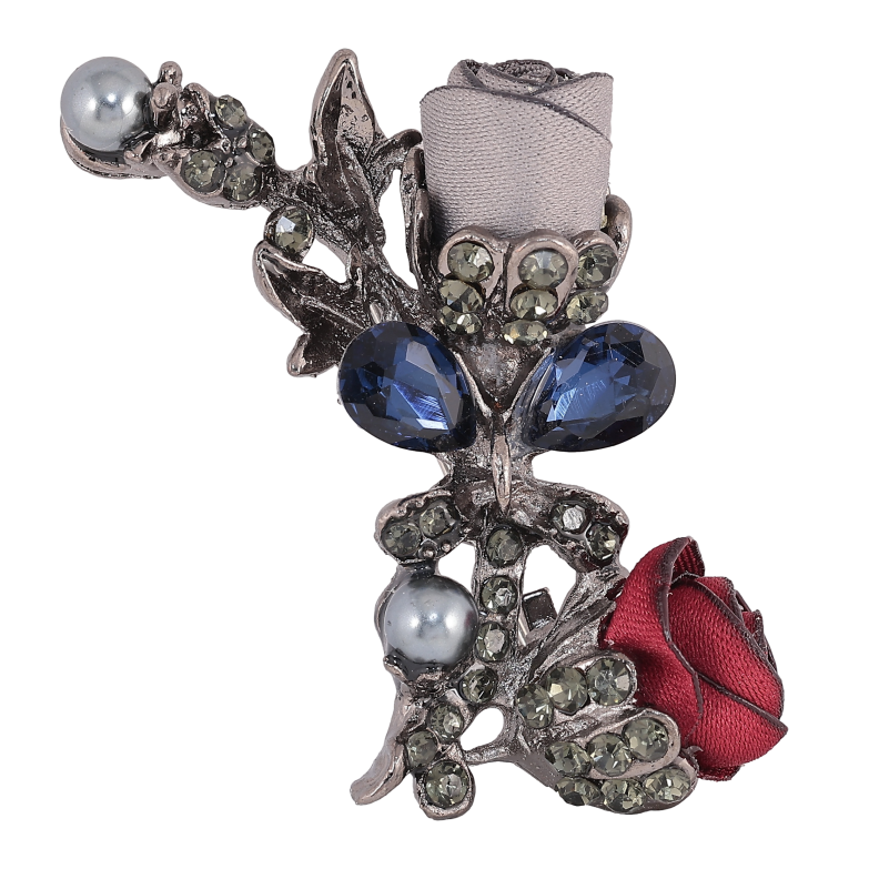 Брошь "Серый и красный цветочки" фото №2 Брошь "Серый и красный цветочки" фото №2