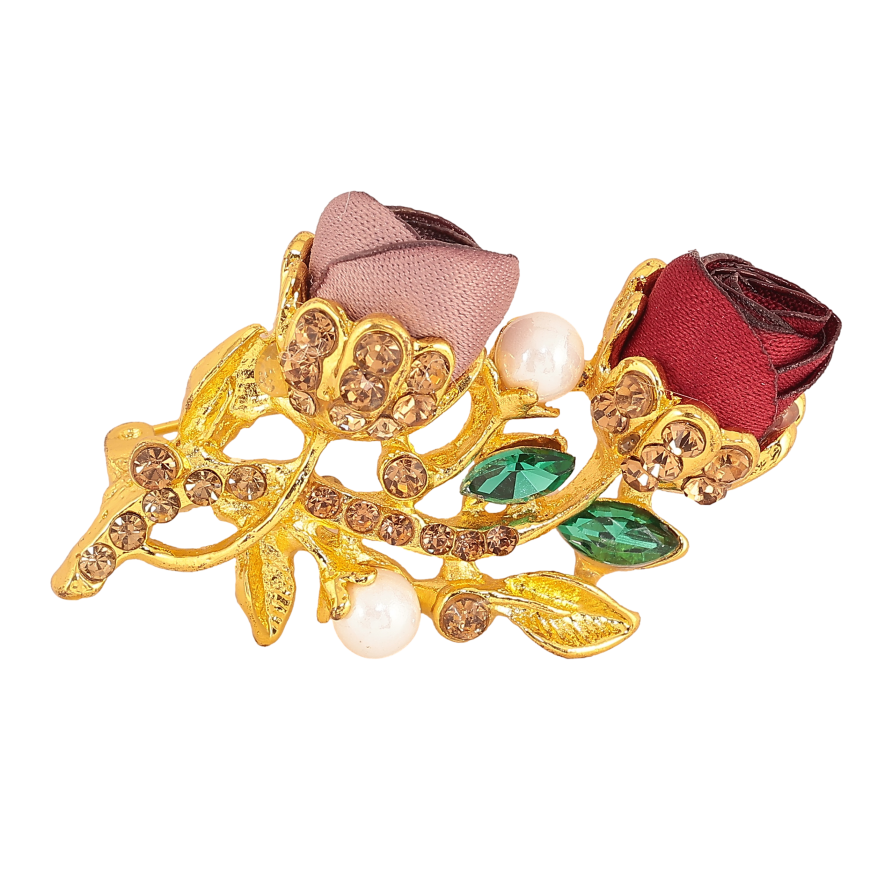 Брошка "Бежева та червона квіточки" фото №1 Брошка "Бежева та червона квіточки" фото №1