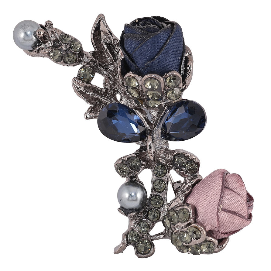 Брошка "Синя і бежева квіточки" фото №1 Брошка "Синя і бежева квіточки" фото №1