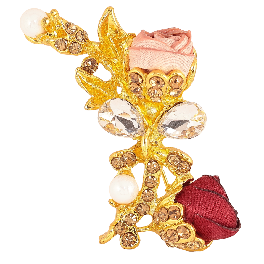 Брошка "Червона та рожева квіточки" фото №1 Брошка "Червона та рожева квіточки" фото №1