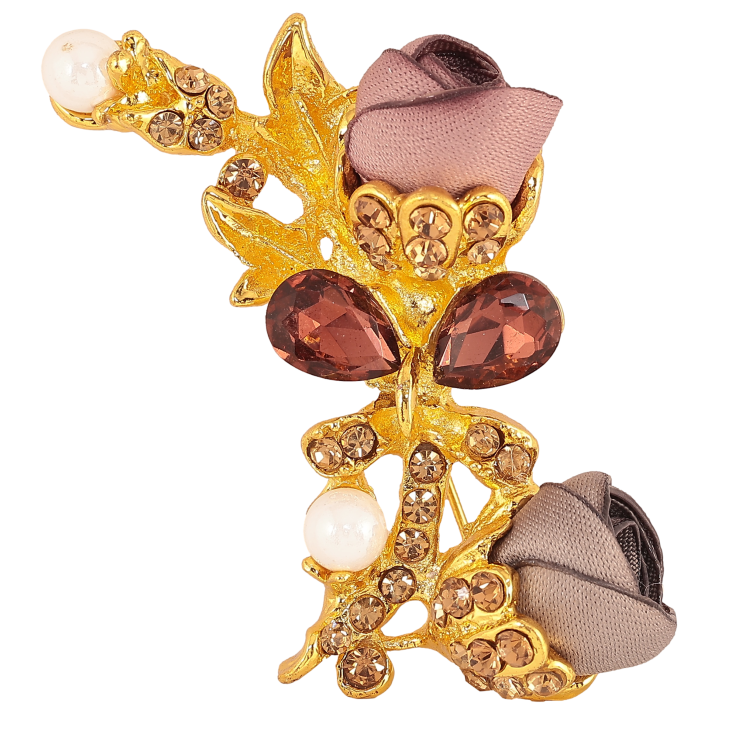 Брошка "Бежева і рожева квіточки" фото №3 Брошка "Бежева і рожева квіточки" фото №3