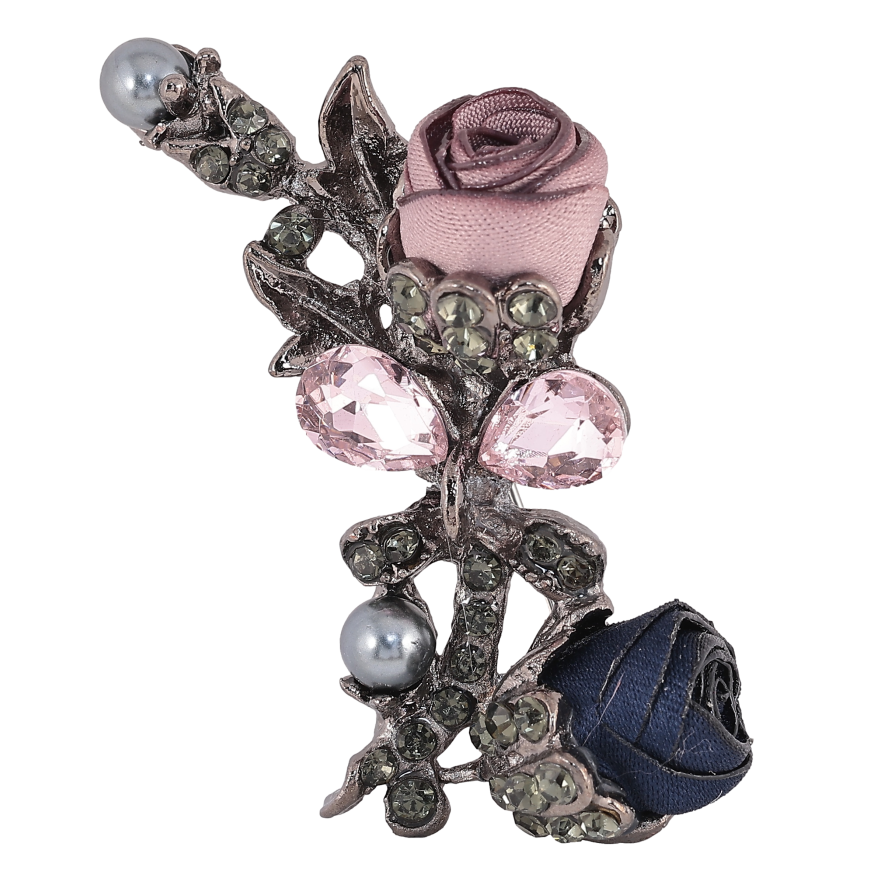 Брошка "Синя і бежева квіточки" фото №1