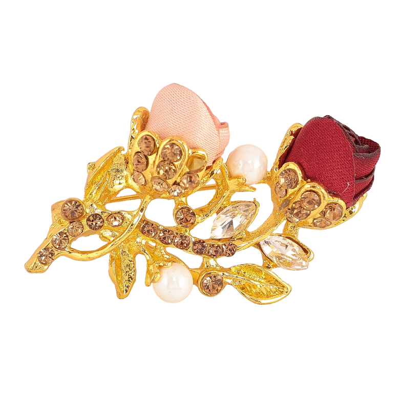 Брошка "Рожева та червона квіточки" фото №2 Брошка "Рожева та червона квіточки" фото №2