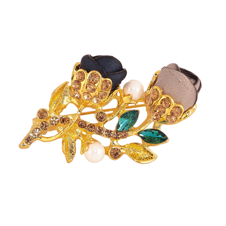 Брошь "Синий и бежевый цветочки" фото №1 Брошь "Синий и бежевый цветочки" фото №1