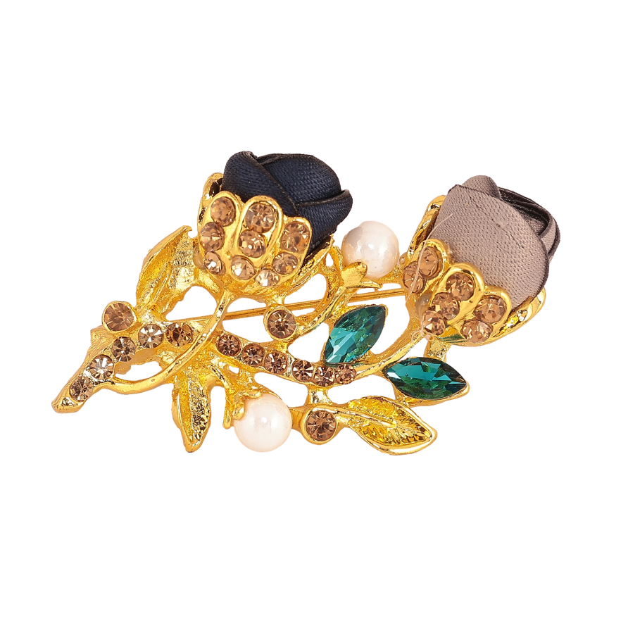 Брошка "Синя та бежева квіточки" фото №1 Брошка "Синя та бежева квіточки" фото №1