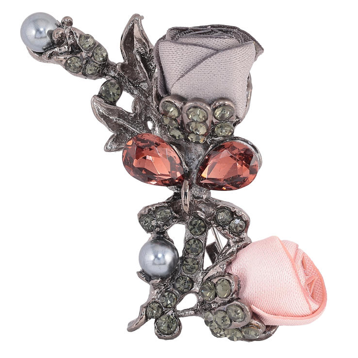 Брошка "Сірий і рожевий квіточки" фото №11 Брошка "Сірий і рожевий квіточки" фото №11