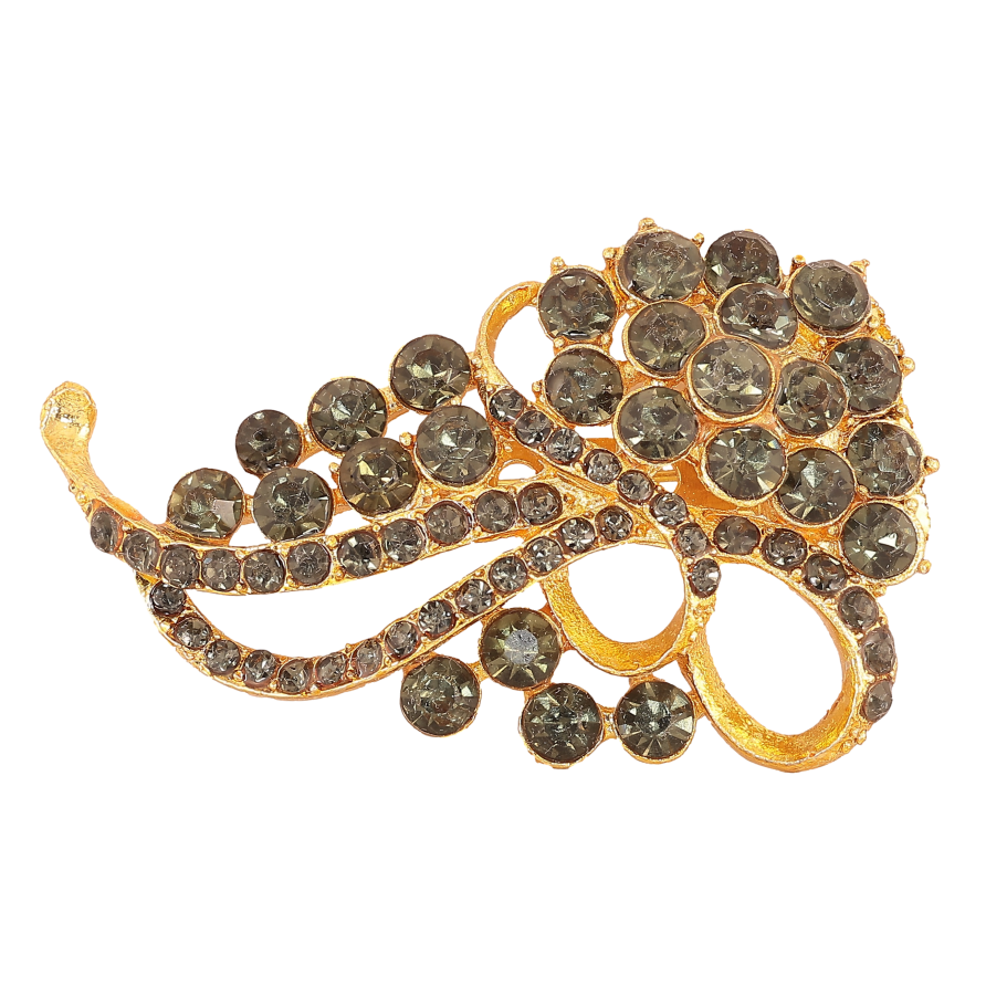 Брошь "Узор с черными стразами" фото №1