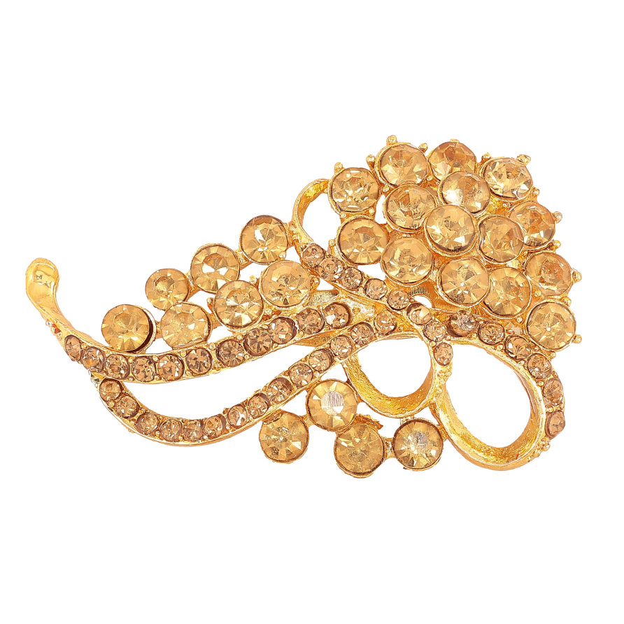 Брошка "Візерунок з золотистими стразами" фото №1