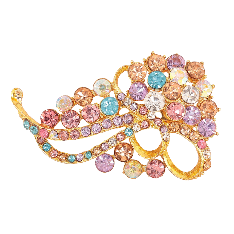 Брошка "Візерунок з різнокольоровими  стразами" фото №1