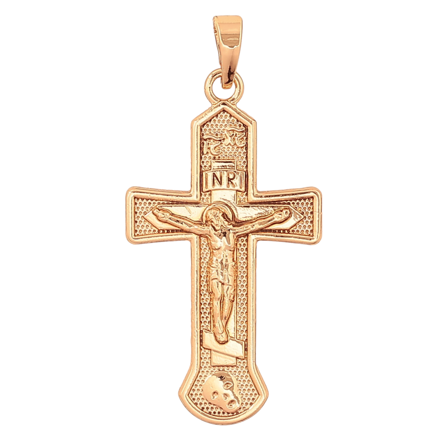 Кулон Xuping колір Позолота 18K "Хрест з Розп'яттям" для ланцюжка до 5мм фото №1