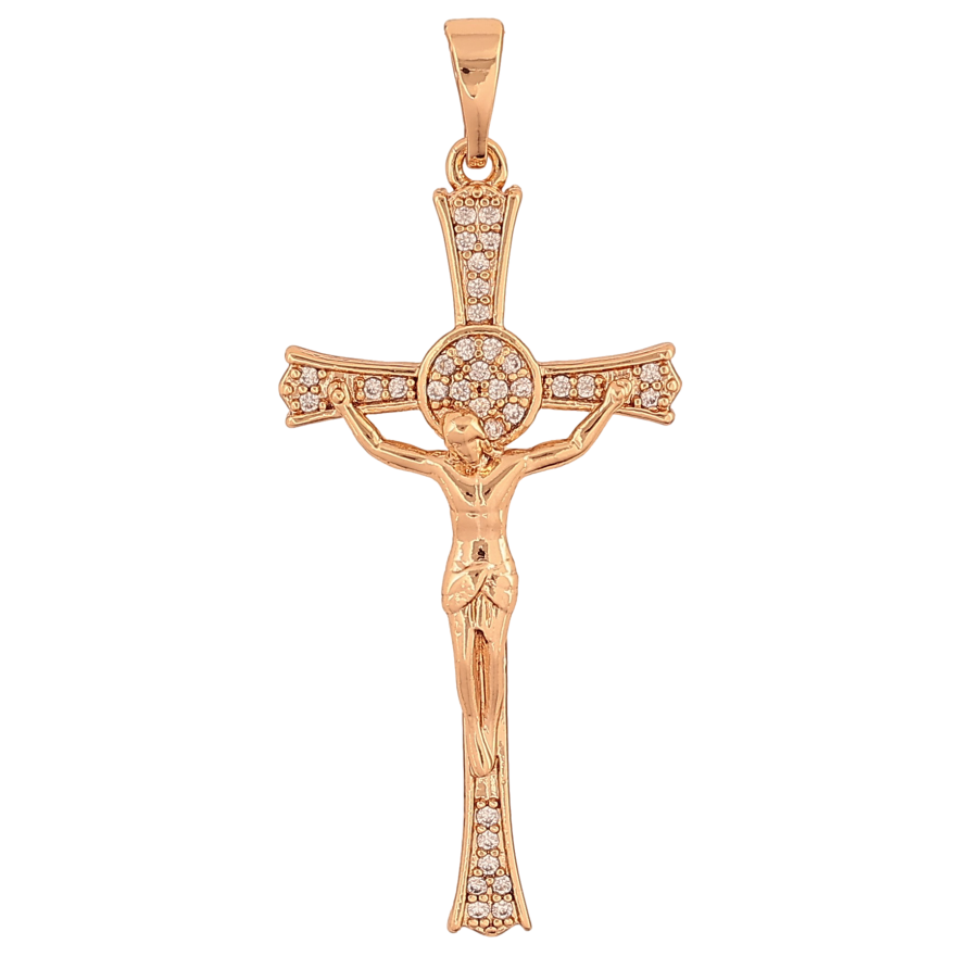 Кулон Xuping колір Позолота 18K "Хрест з Розп'яттям" для ланцюжка до 5мм фото №1
