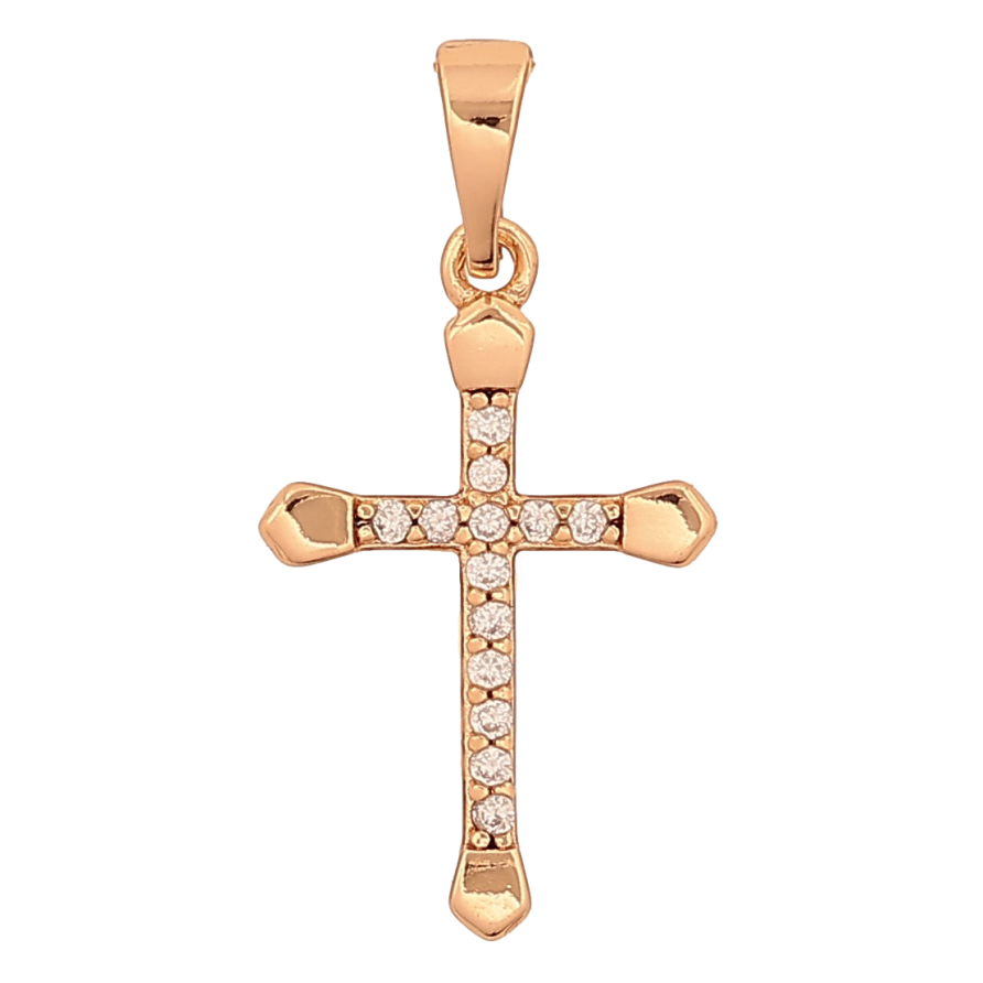 Кулон Xuping колір Позолота 18К "Хрест з кристалами" для ланцюжка до 5мм фото №1