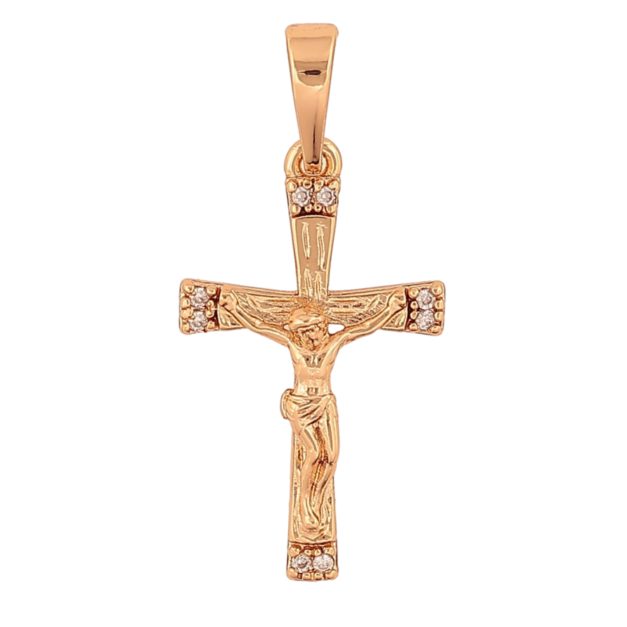 Кулон Xuping колір Позолота 18K "Хрест з Розп'яттям і кристалами" для ланцюжка до 6мм фото №1 Кулон Xuping колір Позолота 18K "Хрест з Розп'яттям і кристалами" для ланцюжка до 6мм фото №1