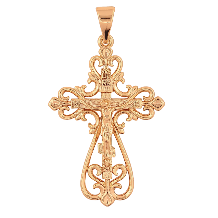 Кулон Xuping колір Позолота 18K "Хрест з Розп'яттям" для ланцюжка до 7мм фото №1