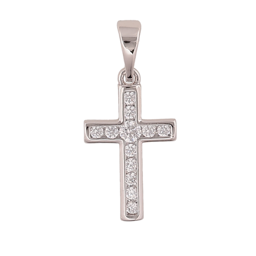 Кулон Xuping колір Родій "Хрест з кристалами" для ланцюжка до 5мм фото №1 Кулон Xuping колір Родій "Хрест з кристалами" для ланцюжка до 5мм фото №1