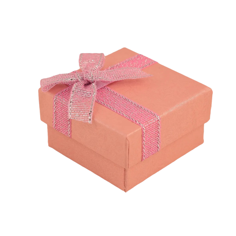 Подарочная коробка с бантом розовая Под кольцо Размер 5х5см, h= 3см фото №1