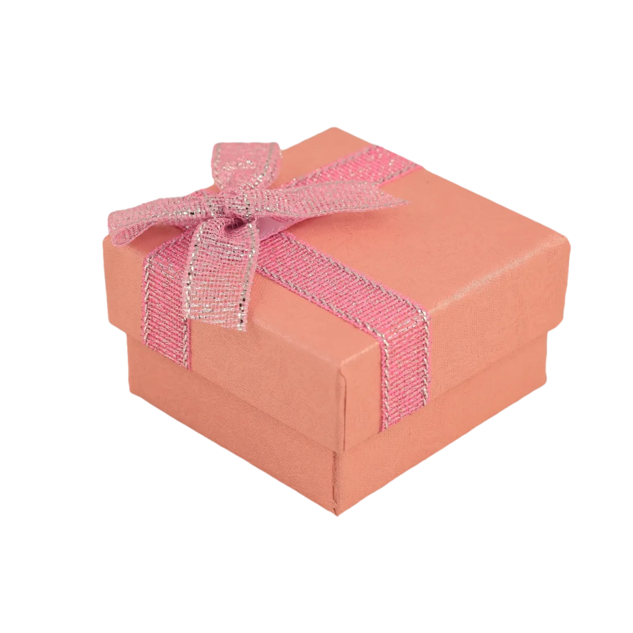 Подарункова коробка з бантом рожева Під каблучку Розмір 5х5см, h=3см фото №1