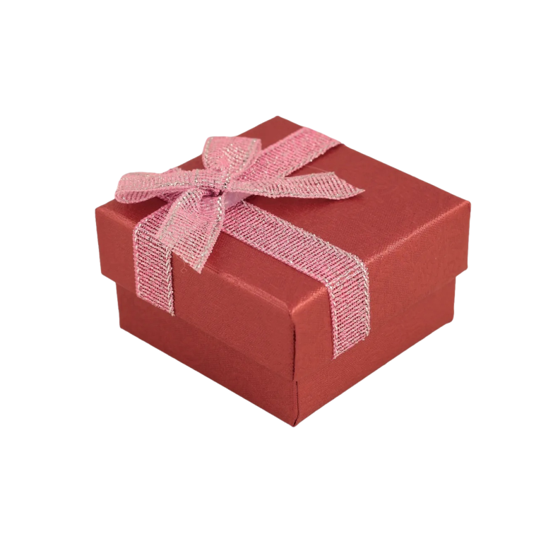 Подарункова коробка з бантом вишнева Під каблучку Розмір 5х5см, h=3см фото №1