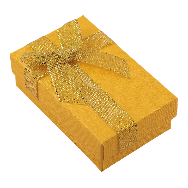 Подарункова коробка з бантом жовта Універсальна (Каблучка, Кулон, Сережки) Розмір 5х8см, h = 2.5см фото №2