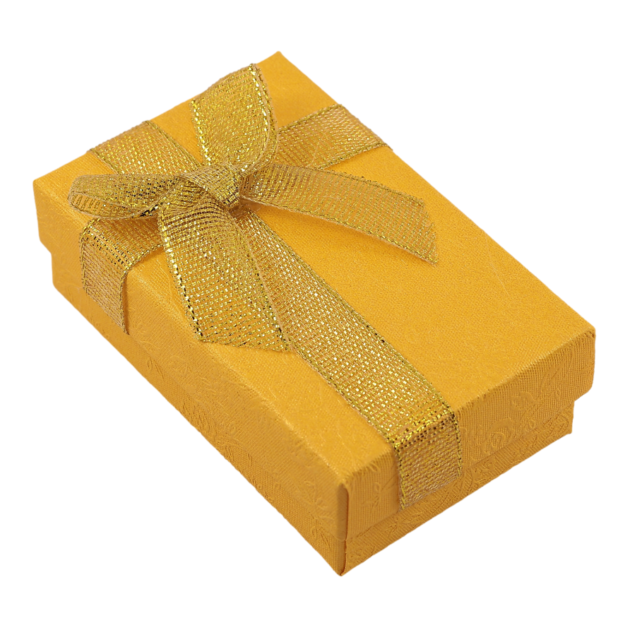 Подарункова коробка з бантом жовта Універсальна (Каблучка, Кулон, Сережки) Розмір 5х8см, h = 2.5см фото №1