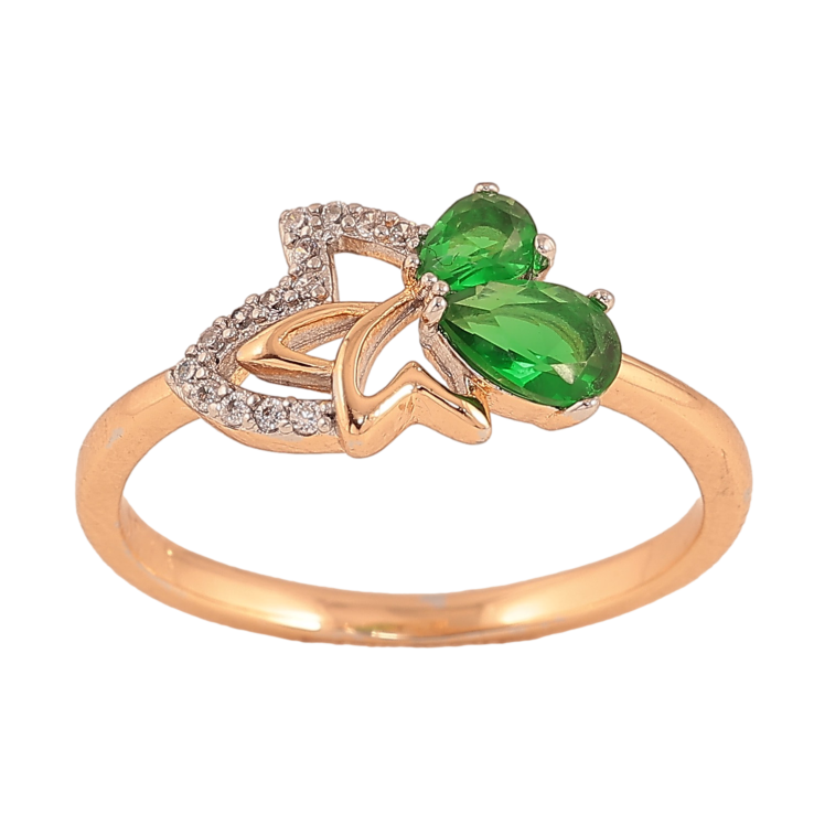 Каблучка Xuping колір Позолота 18К + Родій "Листок із зеленими кристалами" фото №20