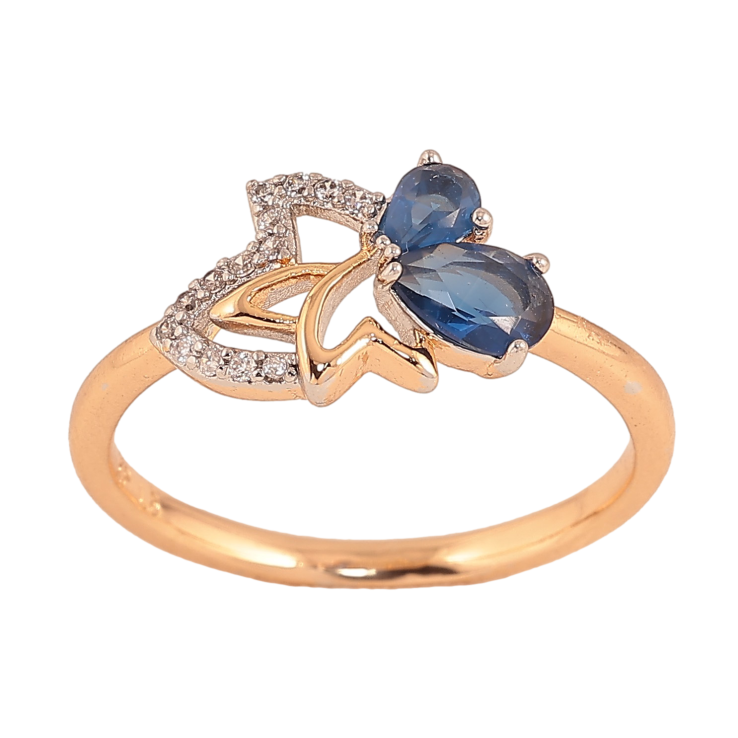 Каблучка Xuping колір Позолота 18К + Родій "Листок із синіми кристалами" фото №19