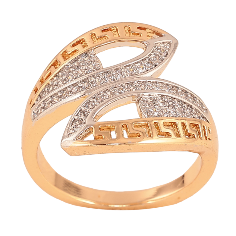 Каблучка Xuping колір Позолота 18К + Родій "Дві пелюстки з меандровим візерунком" фото №1 Каблучка Xuping колір Позолота 18К + Родій "Дві пелюстки з меандровим візерунком" фото №1