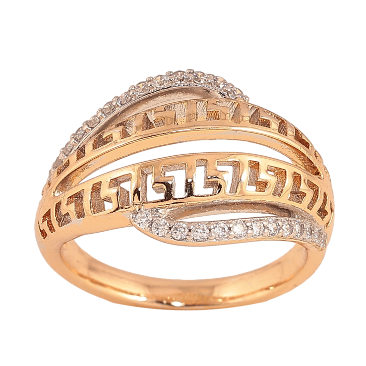 Каблучка Xuping колір Позолота 18К+ Родій "Меандровий орнамент із кристалами" фото №17