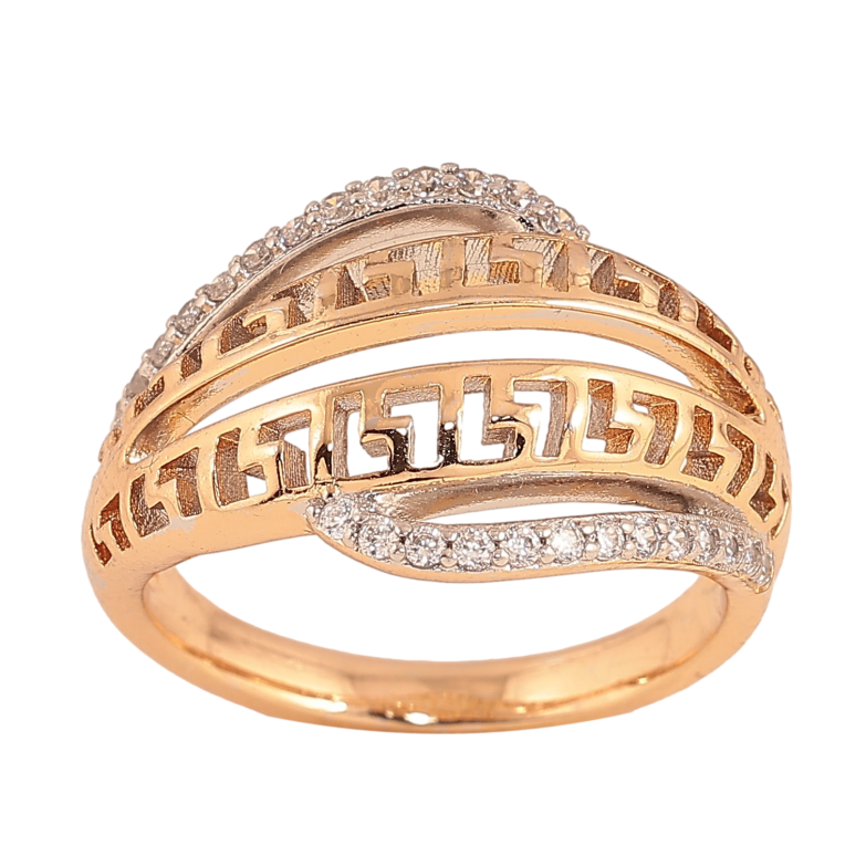 Кольцо Xuping цвет Позолота 18К + Родий "Меандровый орнамент с кристаллами" фото №1 Кольцо Xuping цвет Позолота 18К + Родий "Меандровый орнамент с кристаллами" фото №1