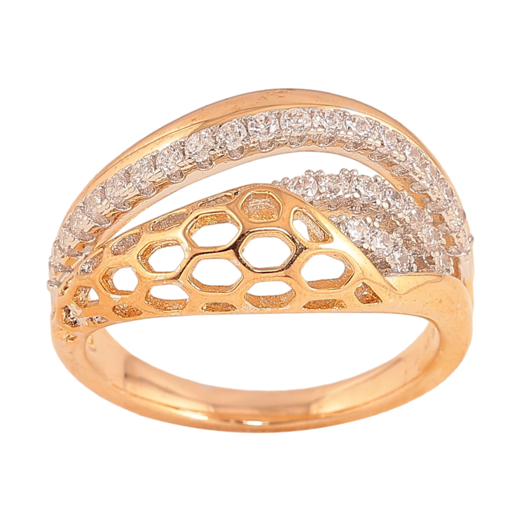 Каблучка Xuping колір Позолота 18К + Родій "Візерунок з кристалами" фото №15