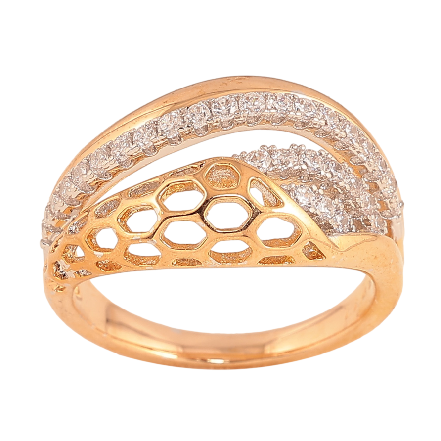 Кольцо Xuping цвет Позолота 18К + Родий "Узор с кристаллами" фото №1 Кольцо Xuping цвет Позолота 18К + Родий "Узор с кристаллами" фото №1