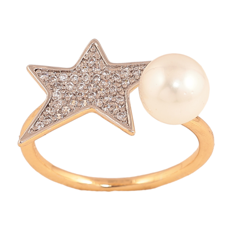 Каблучка Xuping колір Позолота 18К + Родій "Зірка з перлиною" фото №18 Каблучка Xuping колір Позолота 18К + Родій "Зірка з перлиною" фото №18