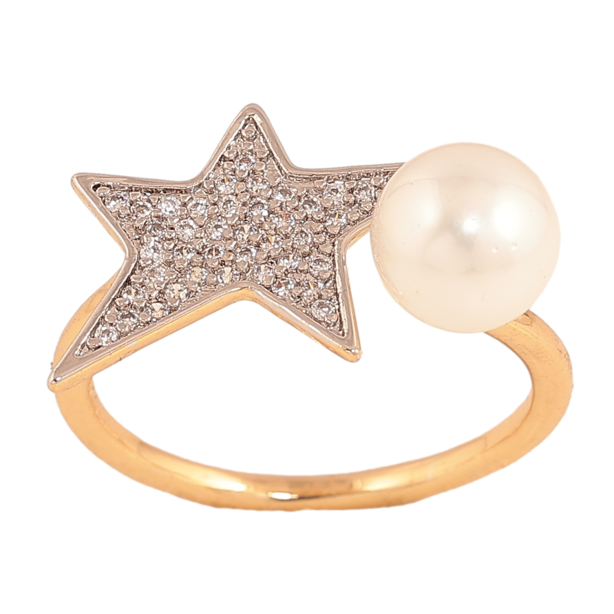 Каблучка Xuping колір Позолота 18К + Родій "Зірка з перлиною" фото №1 Каблучка Xuping колір Позолота 18К + Родій "Зірка з перлиною" фото №1