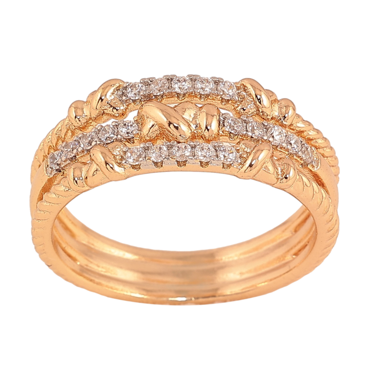 Каблучка Xuping Xuping колір Позолота 18K+ Родій "Декоративний орнамент із кристалами" фото №2 Каблучка Xuping Xuping колір Позолота 18K+ Родій "Декоративний орнамент із кристалами" фото №2