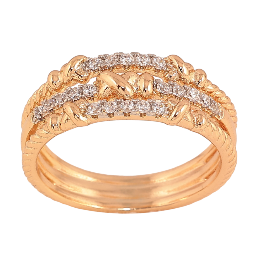 Каблучка Xuping Xuping колір Позолота 18K+ Родій "Декоративний орнамент із кристалами" фото №1