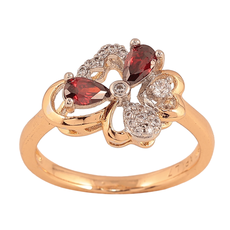 Каблучка Xuping колір Позолота 18K + Родій "Квітка з червоним кристалом" фото №5 Каблучка Xuping колір Позолота 18K + Родій "Квітка з червоним кристалом" фото №5