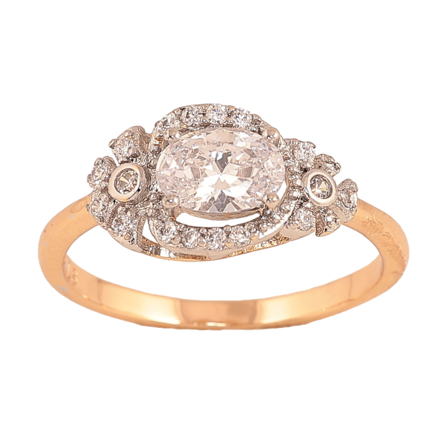 Каблучка Xuping колір Позолота 18K + Родій "Квітковий орнамент із кристалами" фото №1