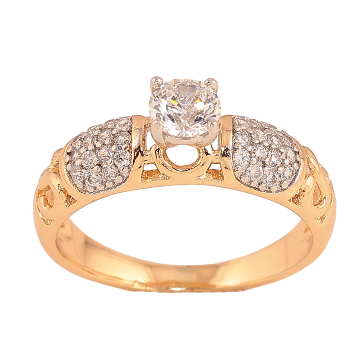 Каблучка Xuping колір Позолота 18K+Родій "Візерунок з кристалами" фото №12