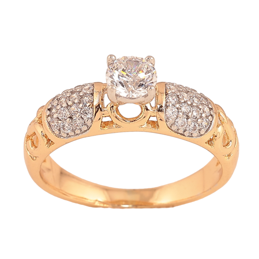 Кольцо Xuping цвет Позолота 18K+Родий "Узор с кристаллами" фото №1 Кольцо Xuping цвет Позолота 18K+Родий "Узор с кристаллами" фото №1